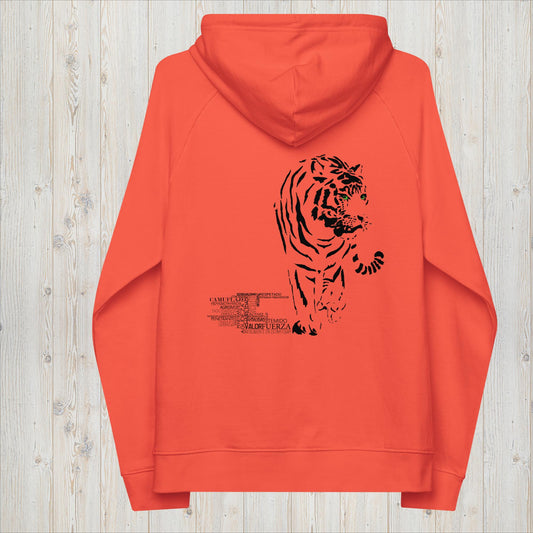 Sudadera capucha orgánica unisex TIGRE- Valor, inteligencia y sígilo