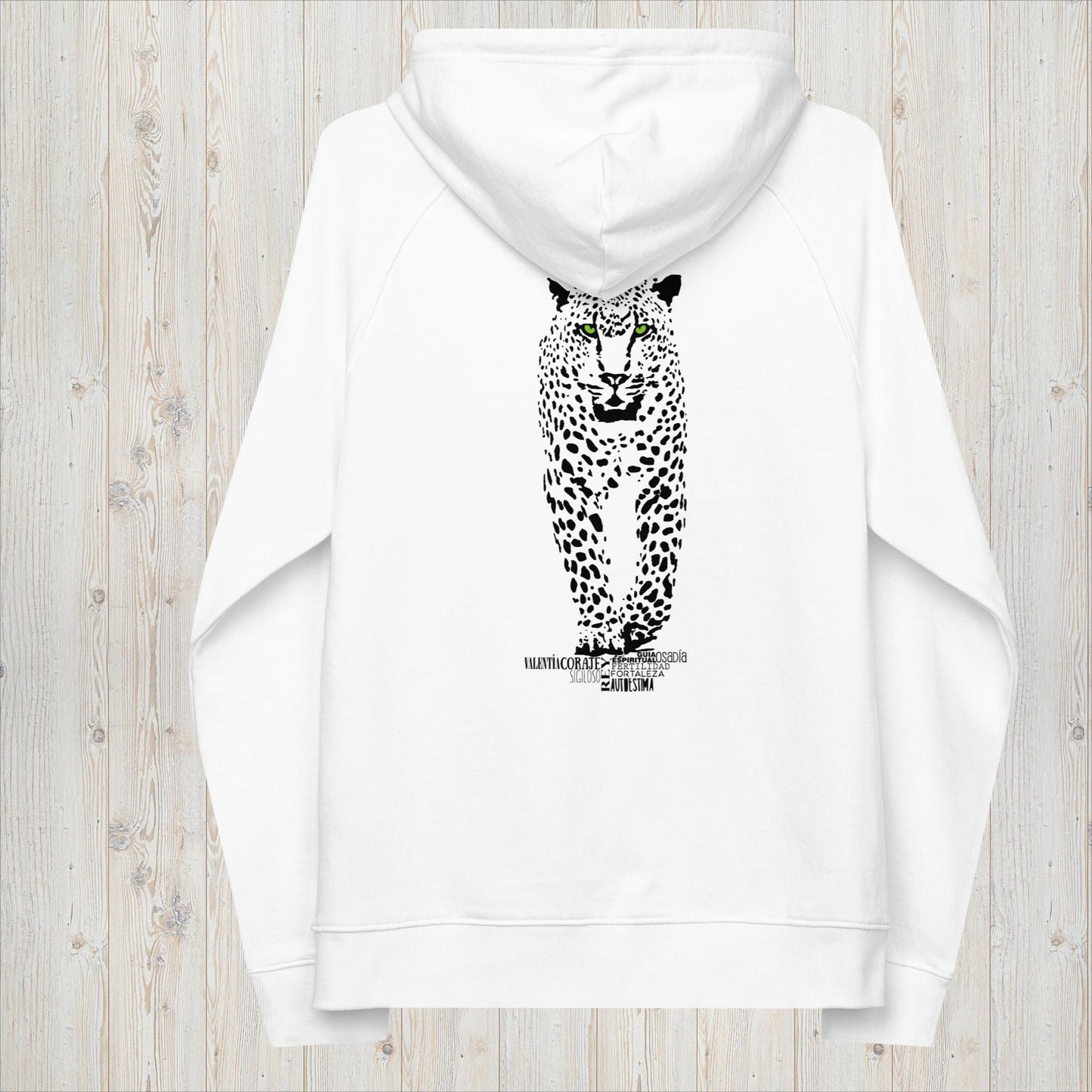 Sudadera capucha orgánica unisex JAGUAR - Valentía, fortaleza, guía espiritual