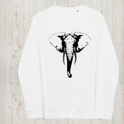 Sudadera orgánica unisex ELEFANTE - Noble, familiar y sabiduría ancestral